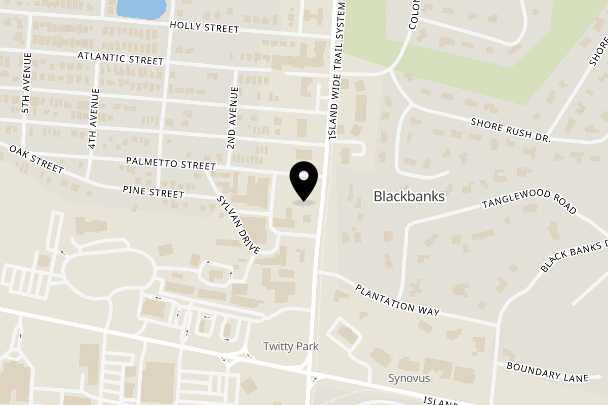 Map showing the location of Sal's Neighborhood Pizzeria on 3415 Frederica Rd # E in St Simons Island